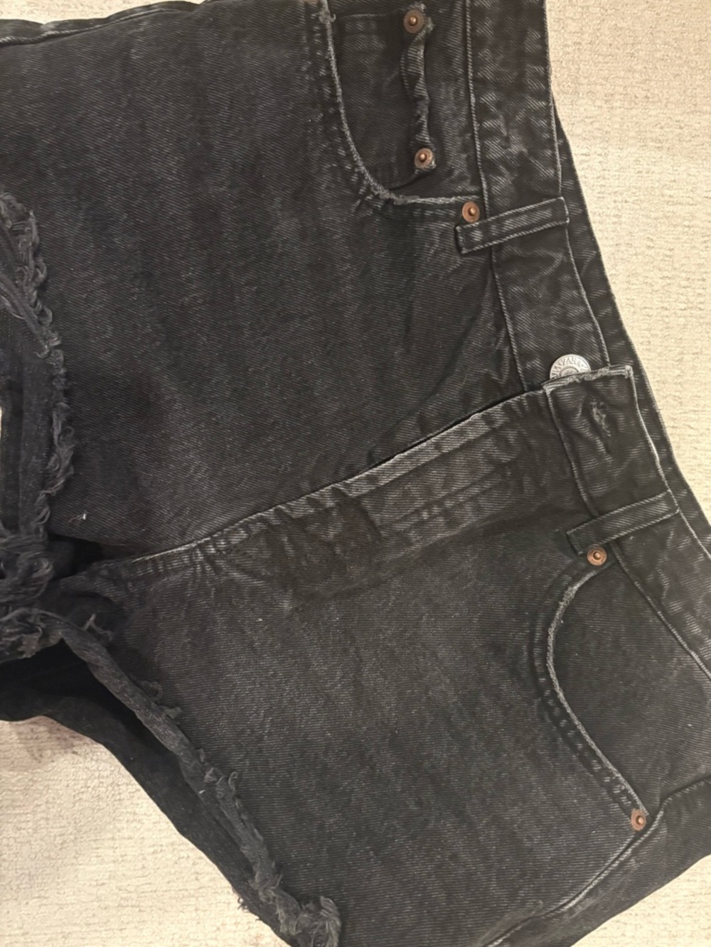 Zara Black Washed Denim Cropped Cutoff Shorts